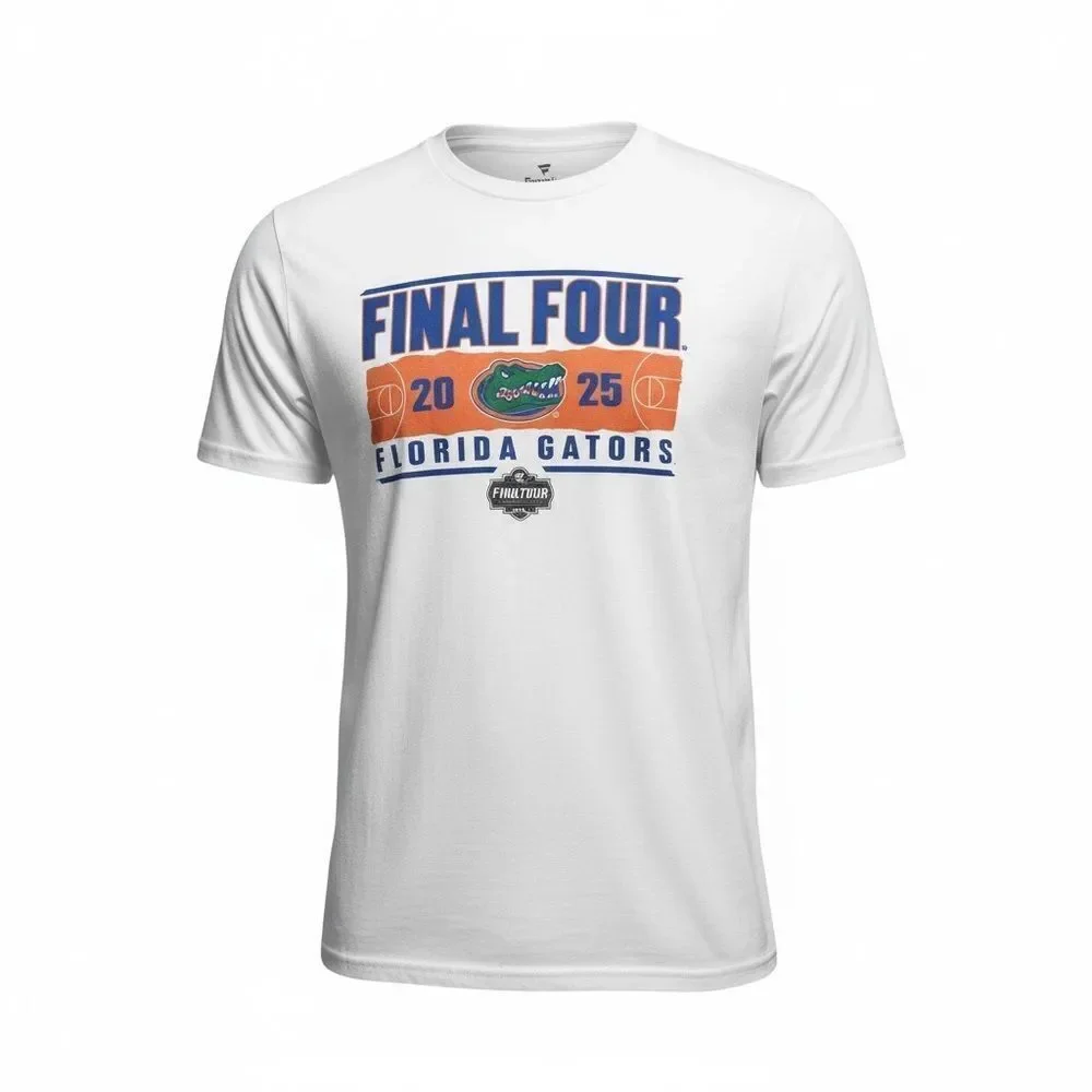 NWOT Unisex White 2025 Final Four Basketball Florida Gators T-Shirt - Size 2XL